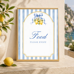 Blue and White Amalfi Lemon Party Food Stand Sign
