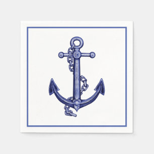 Blue and white anchor napkin