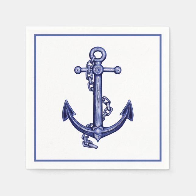 Blue and white anchor napkin (Front)