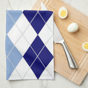 Blue and White Argyle Kitchen Towel
