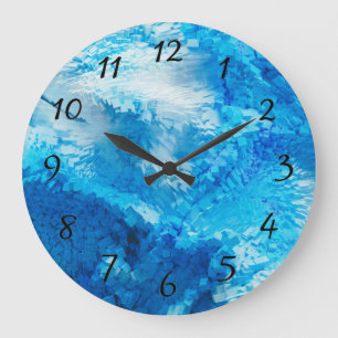 Blue and White Artistic Digital Cube Art Large Clock