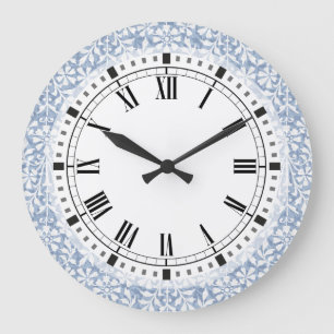 Blue and White Arts and Crafts Large Clock