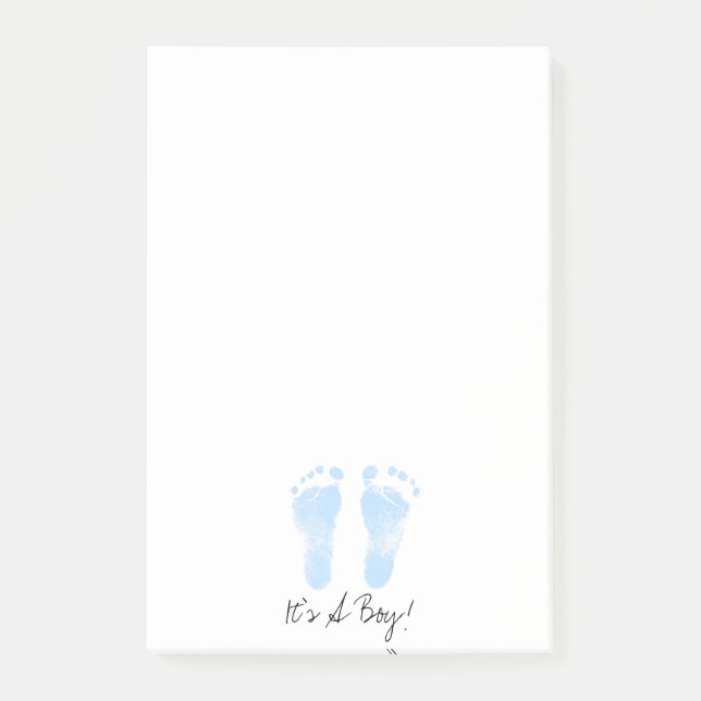 Blue and White Baby Footprints Post-it Notes (Front)