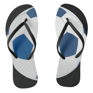 Blue and white ball flip flops