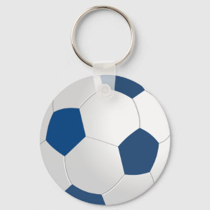 Blue and white ball keychain