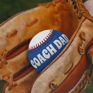 Blue and White Baseball Coach Dad Name Fathers Day Softball