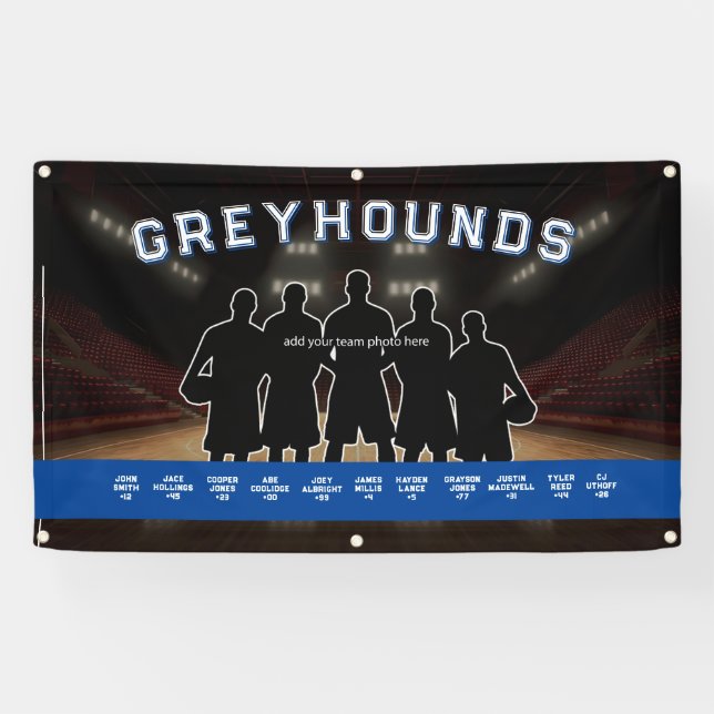 Blue and White Basketball Banner Sports Team (Horizontal)