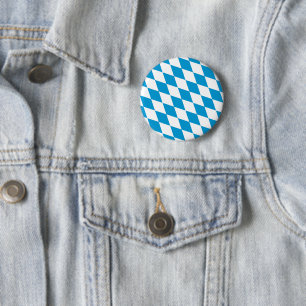 Blue and White Bavaria Diamond Flag Pattern 2 Inch Round Button