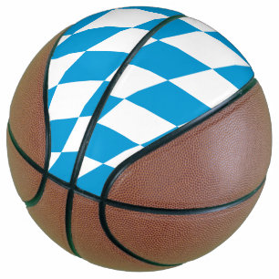 Blue and White Bavaria Diamond Flag Pattern Basketball
