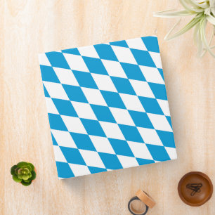 Blue and White Bavaria Diamond Flag Pattern Binder