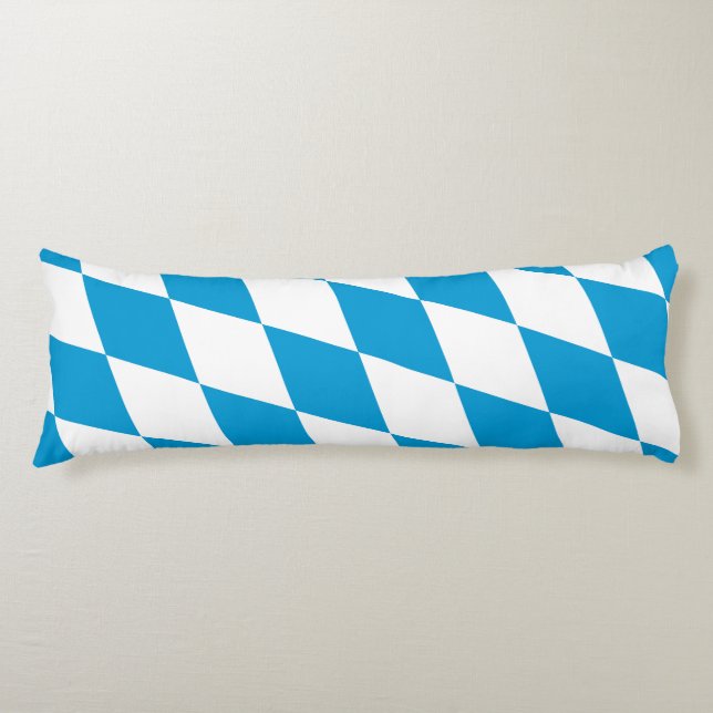 Blue and White Bavaria Diamond Flag Pattern Body Pillow (Front)