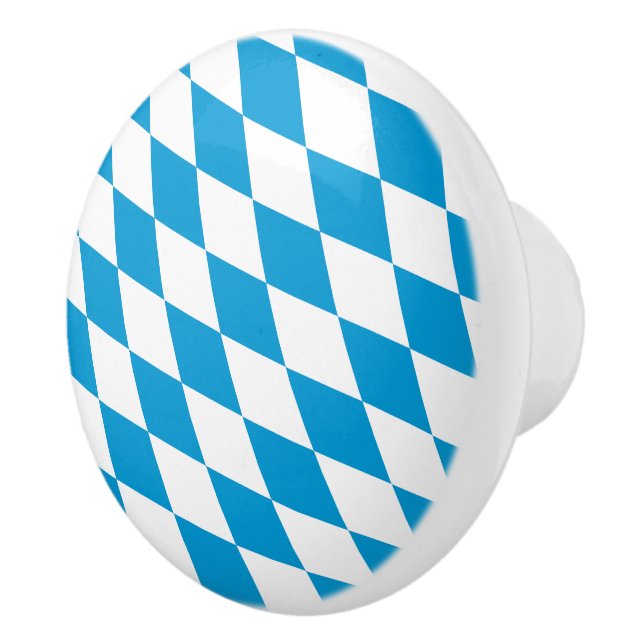 Blue and White Bavaria Diamond Flag Pattern Ceramic Knob (Right)