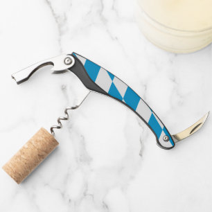 Blue and White Bavaria Diamond Flag Pattern Corkscrew