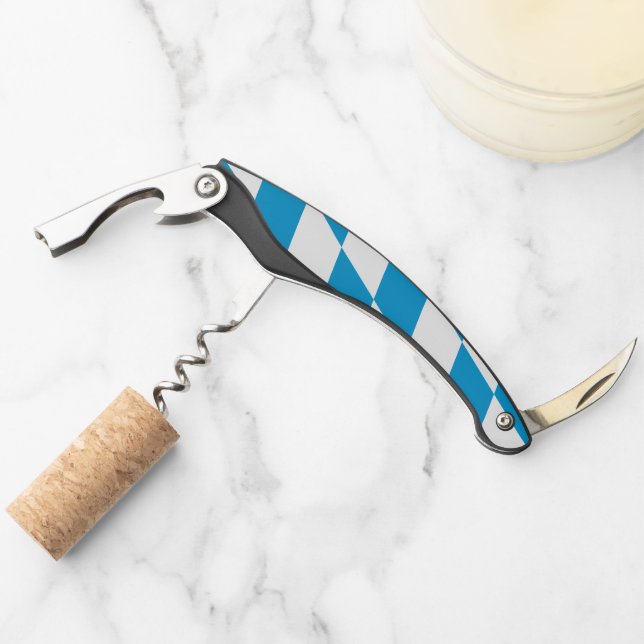 Blue and White Bavaria Diamond Flag Pattern Corkscrew (Front)