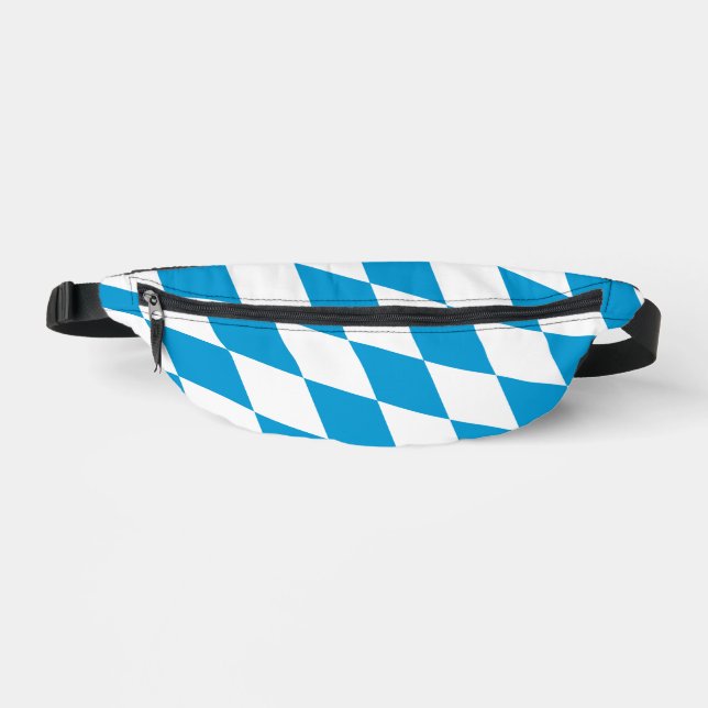 Blue and White Bavaria Diamond Flag Pattern Fanny Pack (Front)