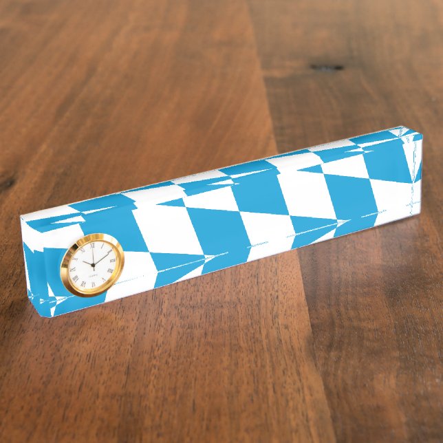 Blue and White Bavaria Diamond Flag Pattern Nameplate (Side)