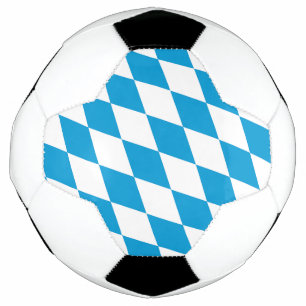 Blue and White Bavaria Diamond Flag Pattern Soccer Ball