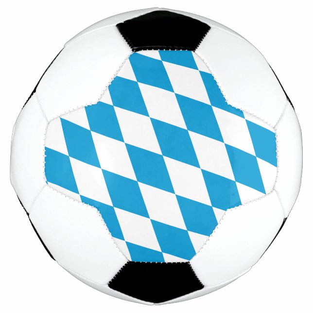 Blue and White Bavaria Diamond Flag Pattern Soccer Ball (Front)