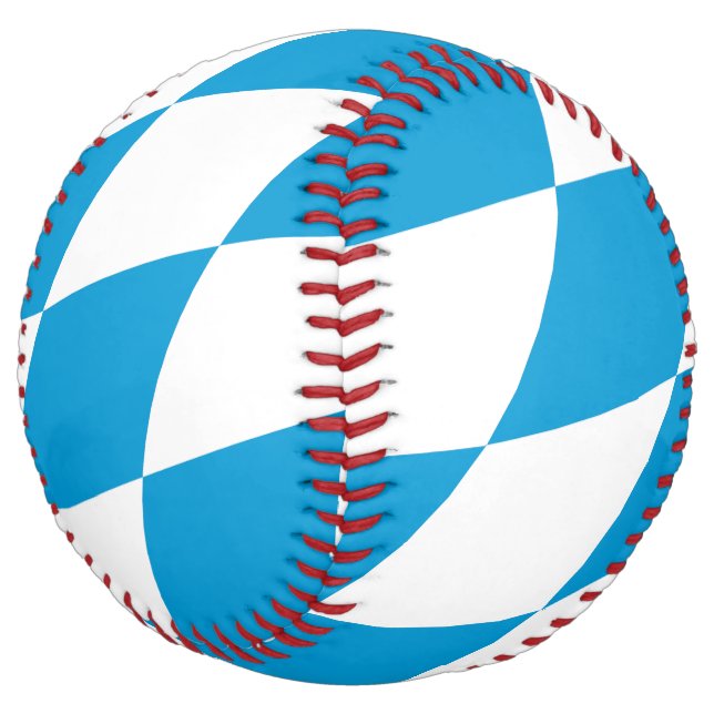 Blue and White Bavaria Diamond Flag Pattern Softball (Angled)