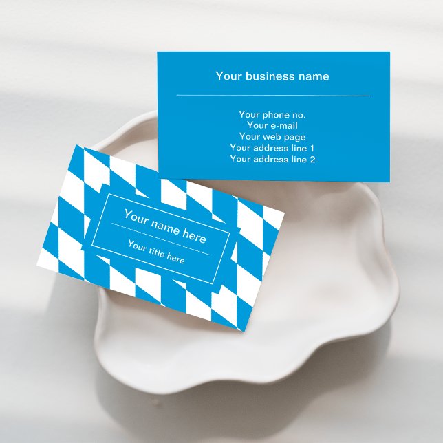 Blue and White Bavaria Flag Pattern Business Card (Creator Uploaded)