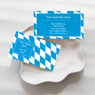 Blue and White Bavaria Flag Pattern Business Card