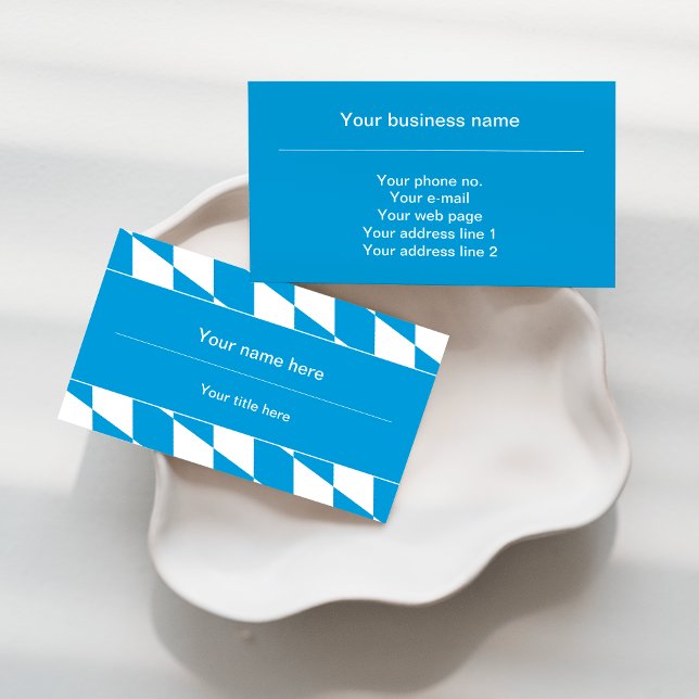 Blue and White Bavaria Flag Pattern Business Card (Creator Uploaded)