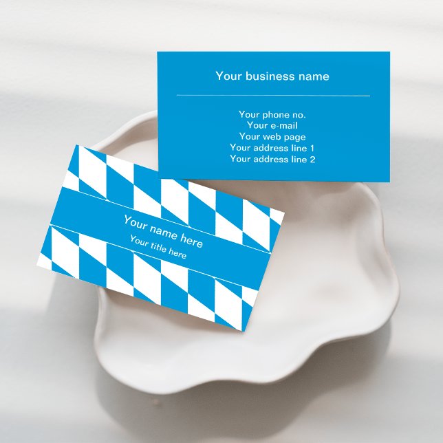 Blue and White Bavaria Flag Pattern Business Card (Creator Uploaded)
