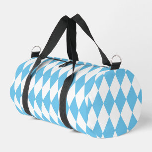 Blue and White Bavaria Rhombus Flag Pattern Duffle Bag