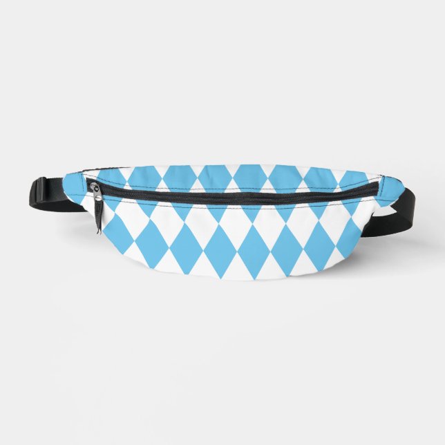 Blue and White Bavaria Rhombus Flag Pattern Fanny Pack (Front)