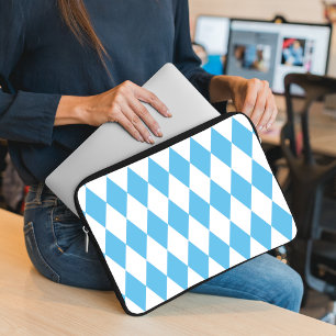 Blue and White Bavaria Rhombus Flag Pattern Laptop Sleeve