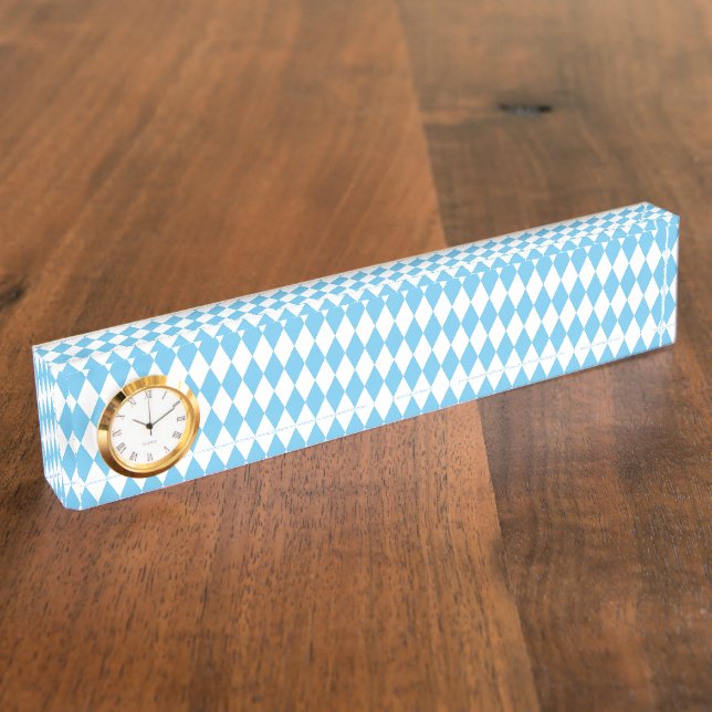 Blue and White Bavaria Rhombus Flag Pattern Nameplate (Side)