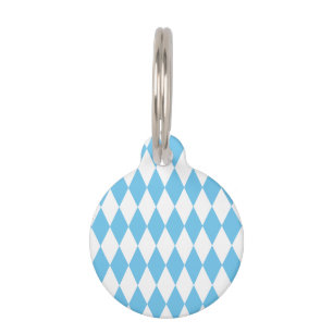Blue and White Bavaria Rhombus Flag Pattern Pet Tag