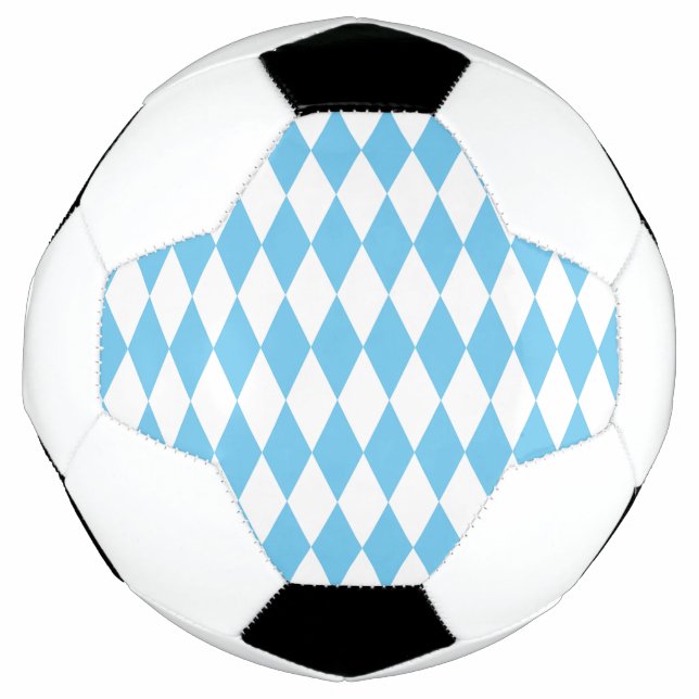 Blue and White Bavaria Rhombus Flag Pattern Soccer Ball (Front)