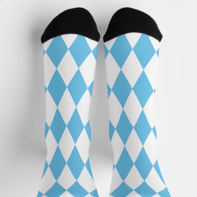 Blue and White Bavaria Rhombus Flag Pattern Socks (Top)