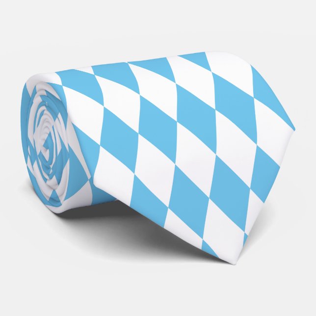 Blue and White Bavaria Rhombus Flag Pattern Tie (Rolled)