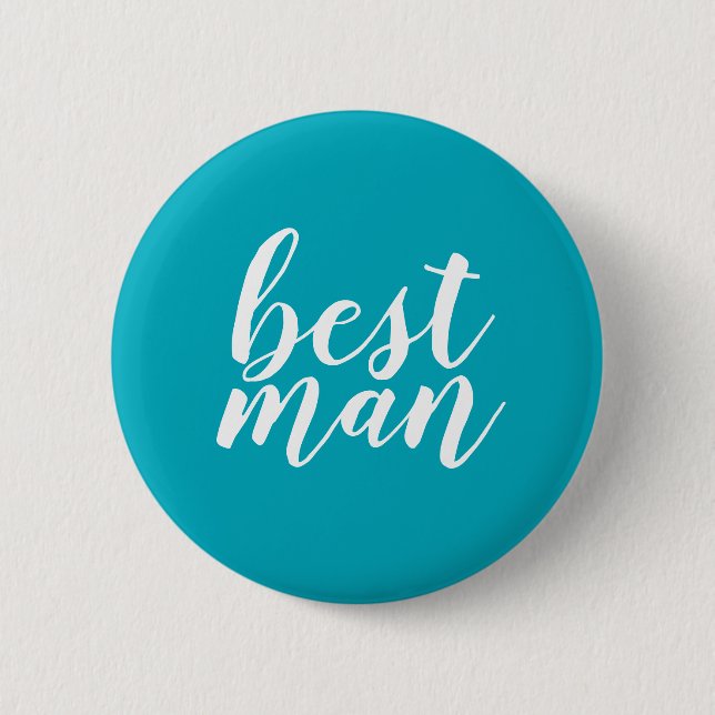 Blue and white "best man" button (Front)