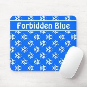 Blue and White Biohazard Mousepad w/ Custom Text