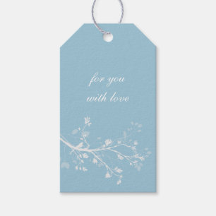 Blue and White Bird Branches Gift Tags