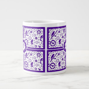 blue and white  bird mug