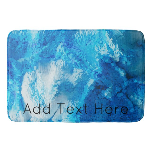 Blue and White Blended Abstract Art Bath Mat (Front)