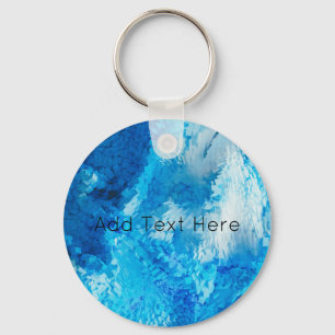Blue and White Blended Abstract Art Keychain