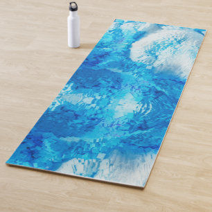Blue and White Blended Abstract Art Yoga Mat