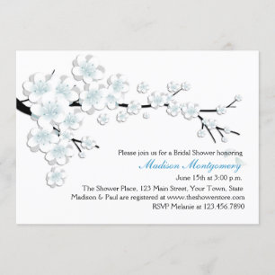 Blue and White Blossoms Bridal Shower Invitation
