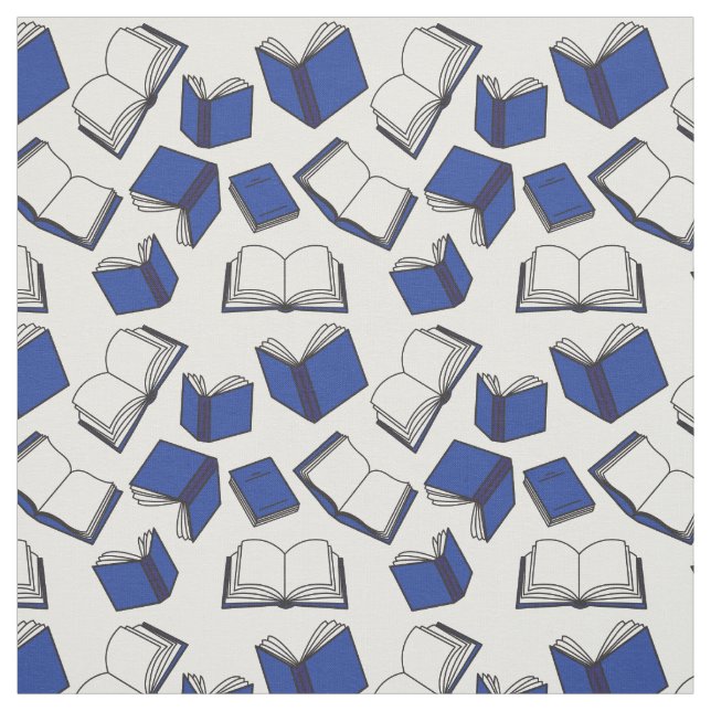 Blue and White Books Pattern  Fabric (Swatch)