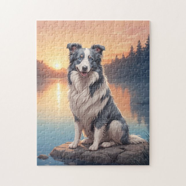  Blue and white Border Collie Jigsaw Puzzle (Vertical)
