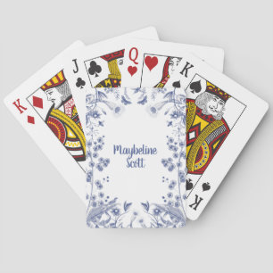 Blue and White Botanical Garden Personalized  Playing Cards