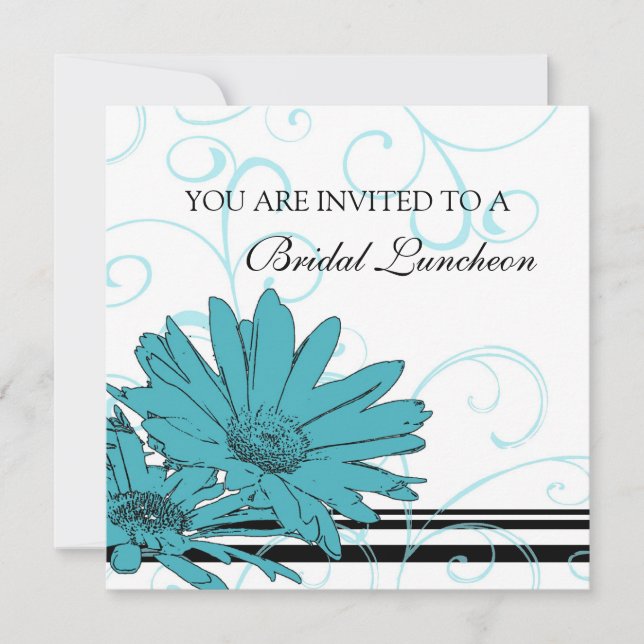 Blue and White Bridal Luncheon Invitation Cards (Front)