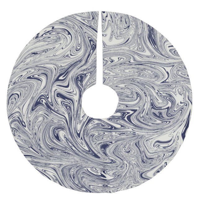 Blue and White Brushed Polyester Tree Skirt (Front)