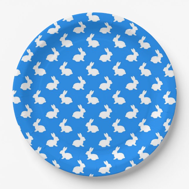 Blue and white Bunny Rabbit Paper Plates (Front)