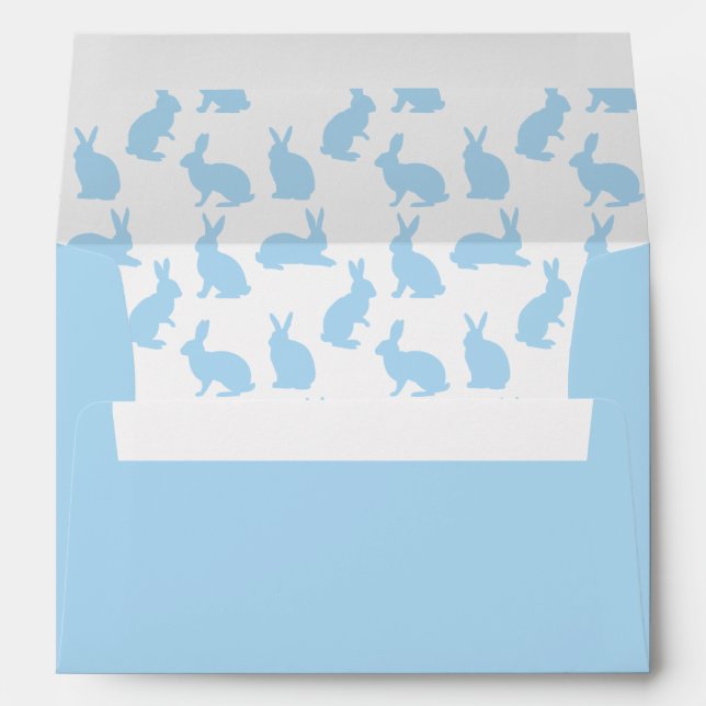 Blue And White Bunny Shapes Happy Easter Envelope (Back (Bottom))